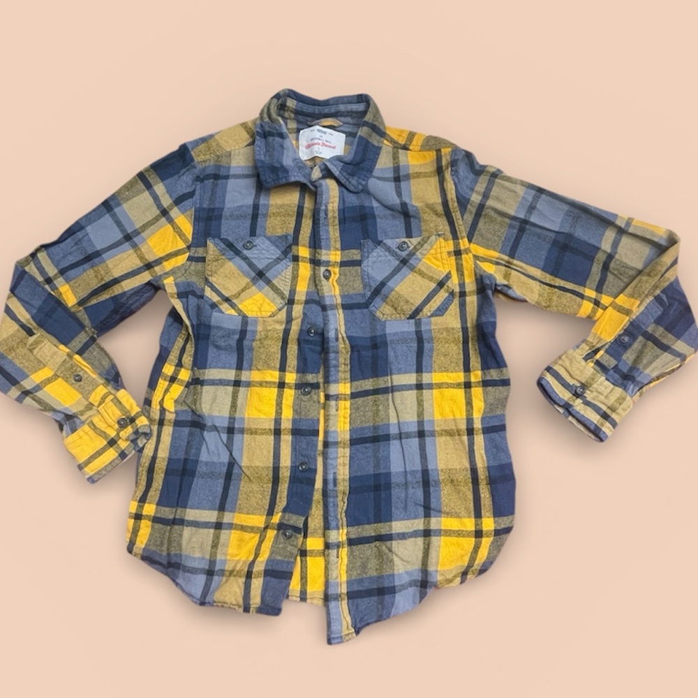 Urban Outfitters Kids Plaid Shirt in Blue and Yellow